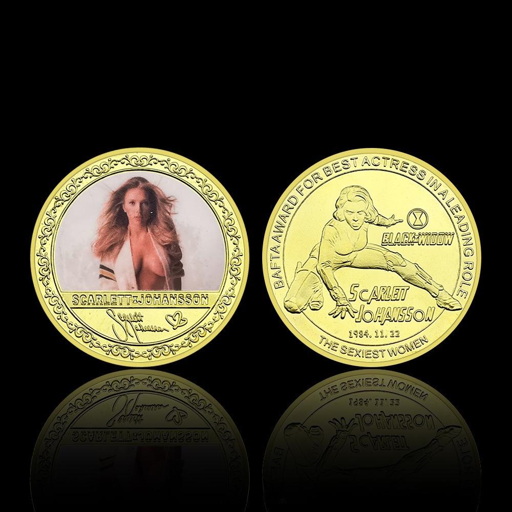 Scarlett, Famous Female Singer, Actress, Gold-plated Commemorative Coin, Star Commemorative Medal, Medal Collection Gift