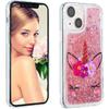OOPKINS Glitter Case for iPhone 14 Plus, Sparkle Floating Quicksand Case for Girl Clear Soft TPU Silicone Shockproof Protective Cover for iPhone 14