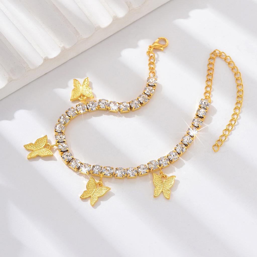 1PC Fashion Sparkling Butterfly Pendant Foot Chain Bracelet for Ladies Outdoor Travel Banquet Party Holiday Gift-6028