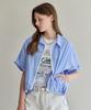 MAXZA Striped String Zip-Up Short Sleeve Shirt