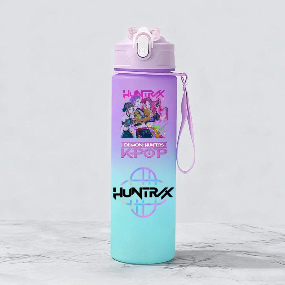 Kpop Demon Hunters Team Creative Gradient Water Bottle Unisex Sports Style Reusable Jug designed for Outdoor Cycling Travel Fitness