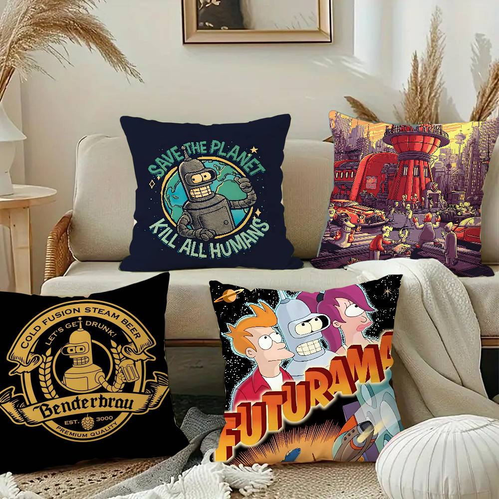 Anime F-Futurama B-Bender Pillow Case Sofa Decorative Home Double-sided Print Plush Square Throw Pillow Cushion Decor Cover