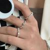 S925 Stunning Silver Geometric Open Adjustable Ring For Women With Elegant Smiley Design Face