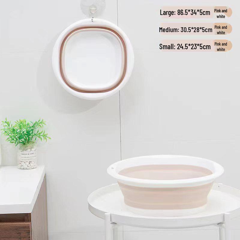 

Foldable Plastic Washbasin: Compact Dormitory Face Basin and Large-Capacity Foot Bath Small 24.5*23*5 cm рожевий