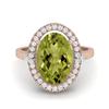 6,5 ctw Oval Peridot 925 Sterling Silver Rosförgyllt Cocktail Dam Förlovningsring