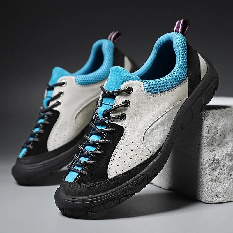 Fashion Men Outdoor Antiskid Sneakers Lightweight Breathable Lace-Up Running Tennis Shoe Comfortable Casual Hiking Shoes Plus Size 38-47