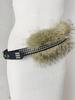 Sparkly Rhinestone Faux Fur Patchwork Waist Belt with Pin Buckle - Y2K Leather Eyelet Design