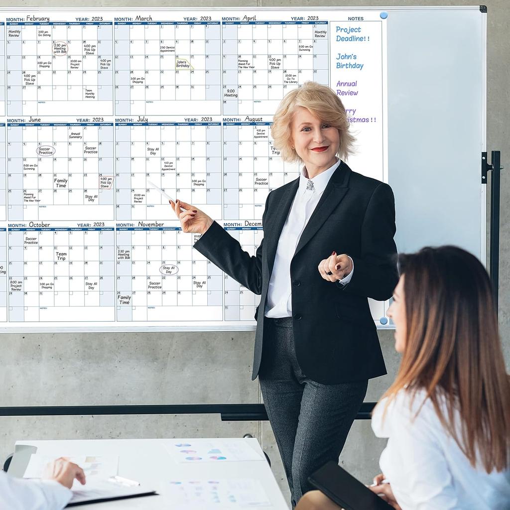 Large Dry Erase Calendar for Wall – Yearly Wall Calendar Dry Erase, 37" x 57.9", 12-Month Undated Blank Calendar Planner, Reble Laminated Task