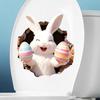 Yousheng Broken Hole Bunny Toilet Sticker Waterproof Self-adhesive PVC Living Room Bathroom Wall Art Egg Flower Rabbit Toilet Seat Lid Decoration