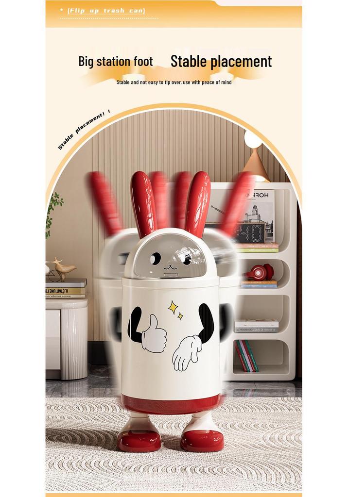 Cute Rabbit Ear Trash Can for Home, Bedroom, Living Room, or Coffee Shop