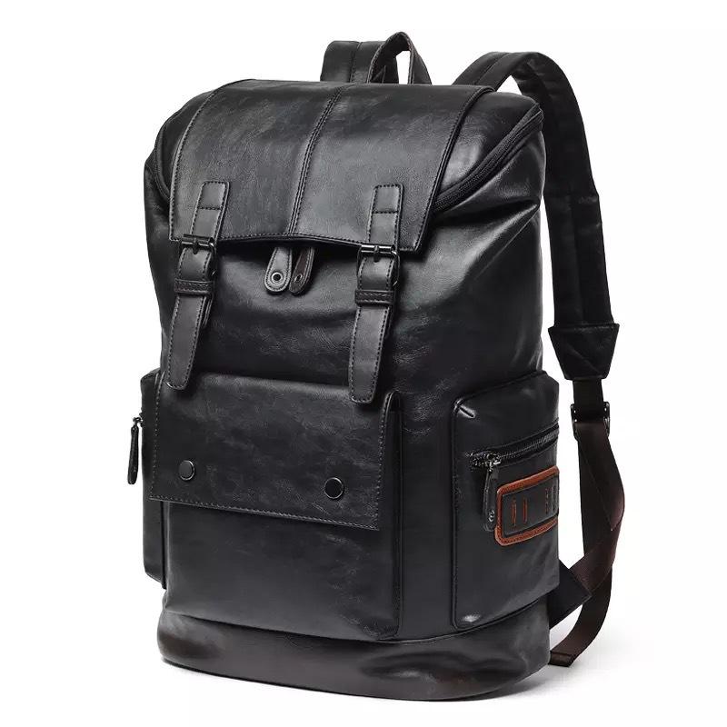 TS JYL laptop bag,Trendy Korean PU Leather Backpack Large Capacity Travel Student Backpack