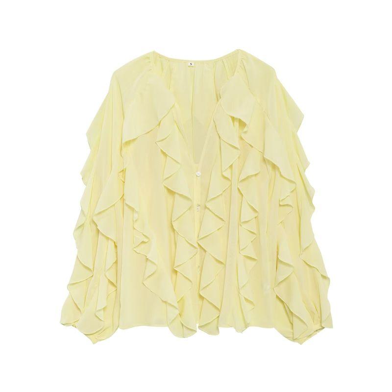 Kaslead New Arrival Women's Fashion Style Fashion Minimalist Laminated Decoration Shirt 4786063