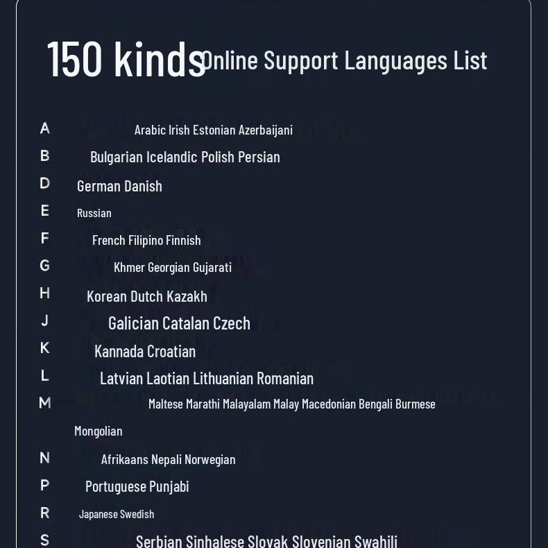 Global Smart Portable Offline Translator for Arabic, Spanish, European, American, Japanese, Korean, and Southeast Asian Languages.