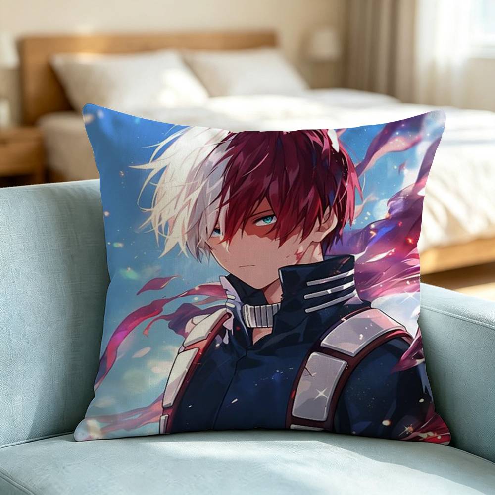 Shoto Todoroki Ice And Fire Square Double-Sided printed Pillow Case Bedroom Bedside Pillow Sofa Cushion Cover Gift