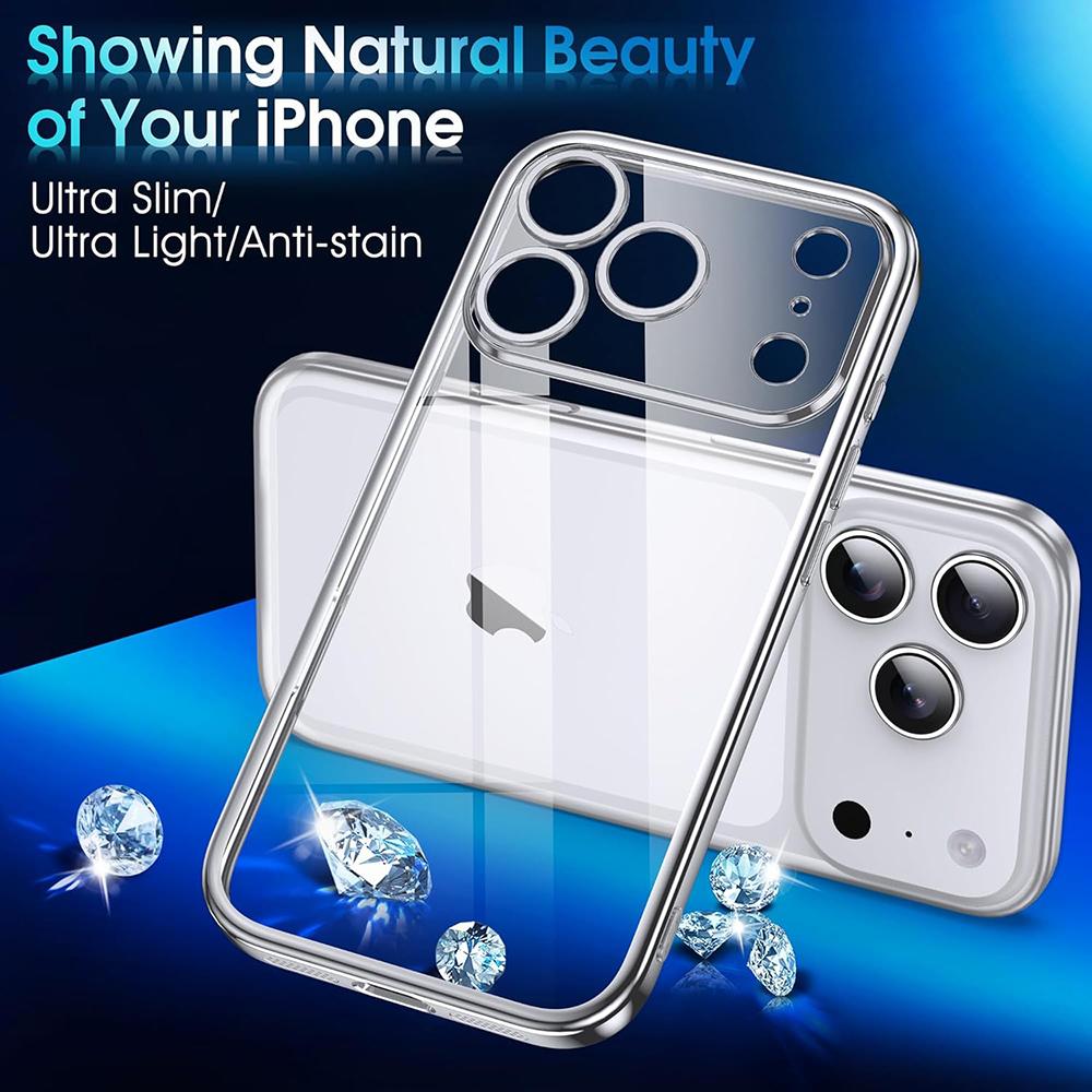Luxury Glitter Plating Soft Case For iPhone 17 Air 16 16E 15 14 13 Pro Max Plus Silicone Transparent Cover Shockproof TPU Shell