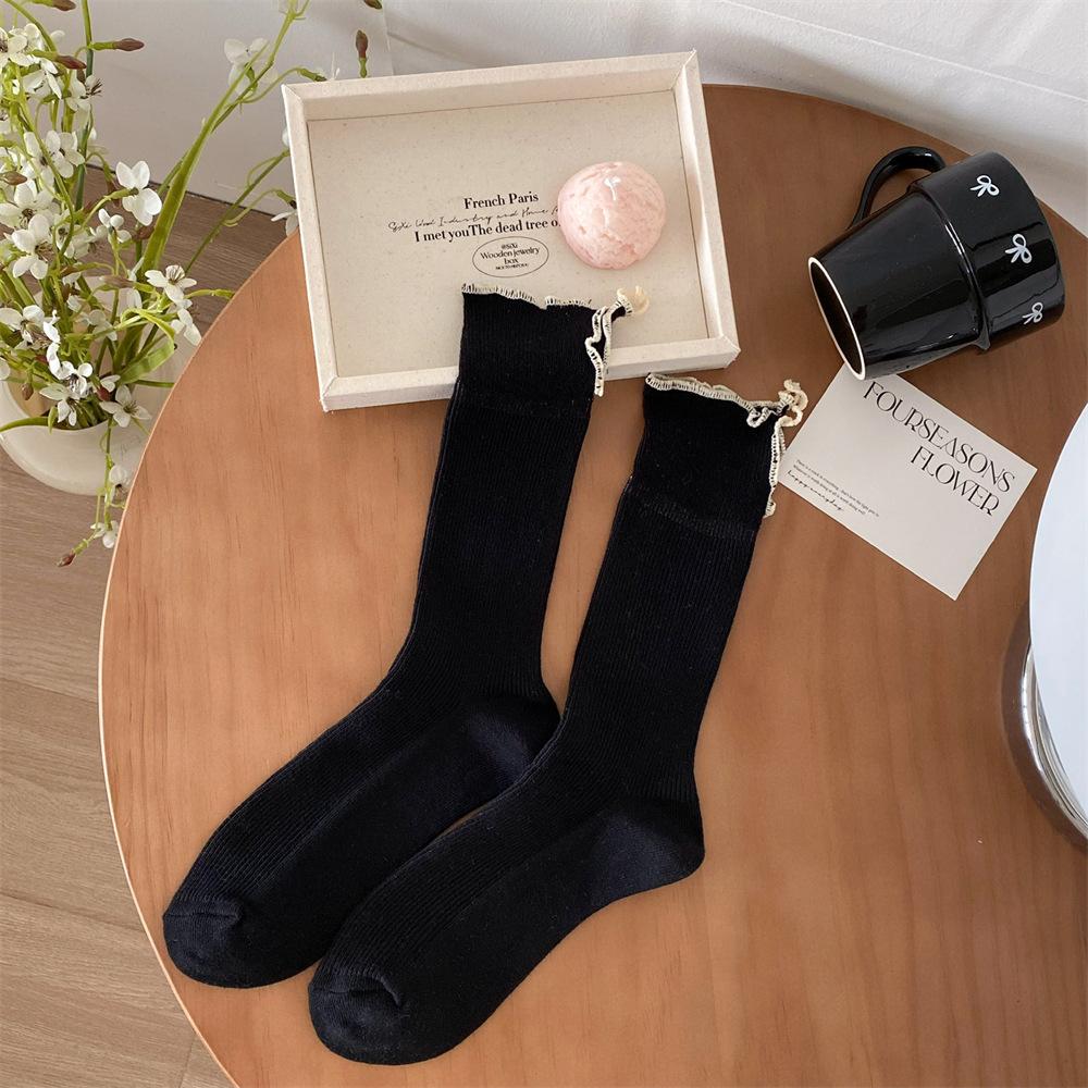 

Женские весенне-летние новые трендовые носки-гольфы с маленьким модным дизайном, с разрезом на пятке 1 pair чёрный