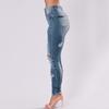 Women's High Waist Hole Jeans Button Pants Trousers Bell-bottom Pants