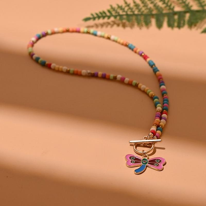 Colorful Bead Choker Necklace For Women Neck Chain  Evil Charm Daily Jewellery Accessories Gift