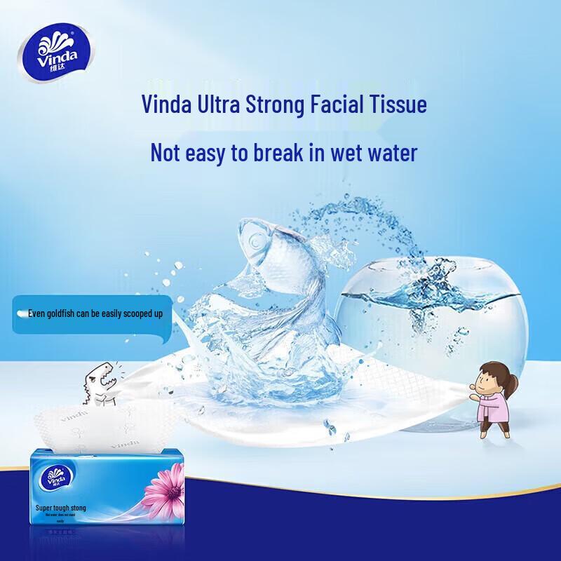Vinda Ultra-Tough 3-Ply Soft Pack Tissues with Wet Wipes