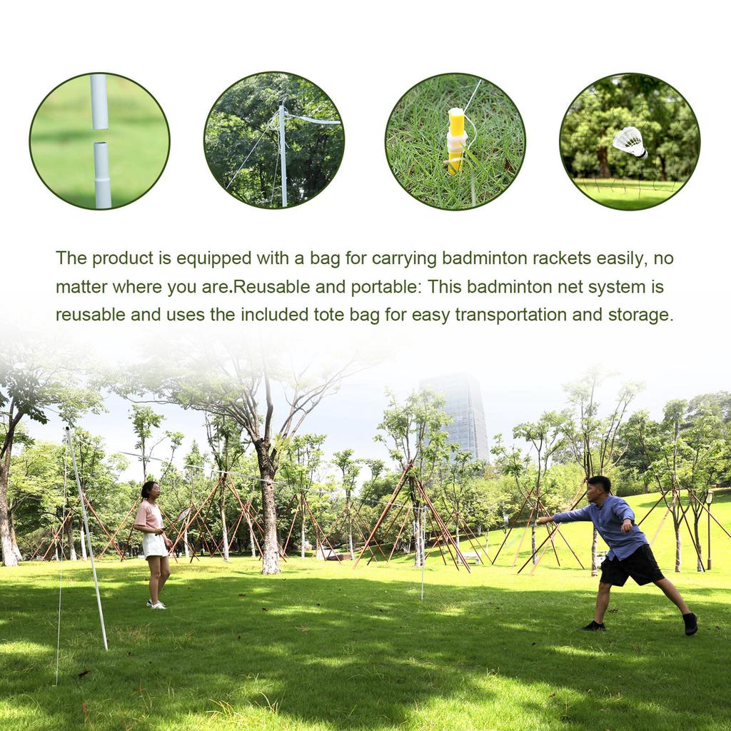 Badminton Combo Set Reusable Portable Sports Badminton System Set with Net for Outdoor