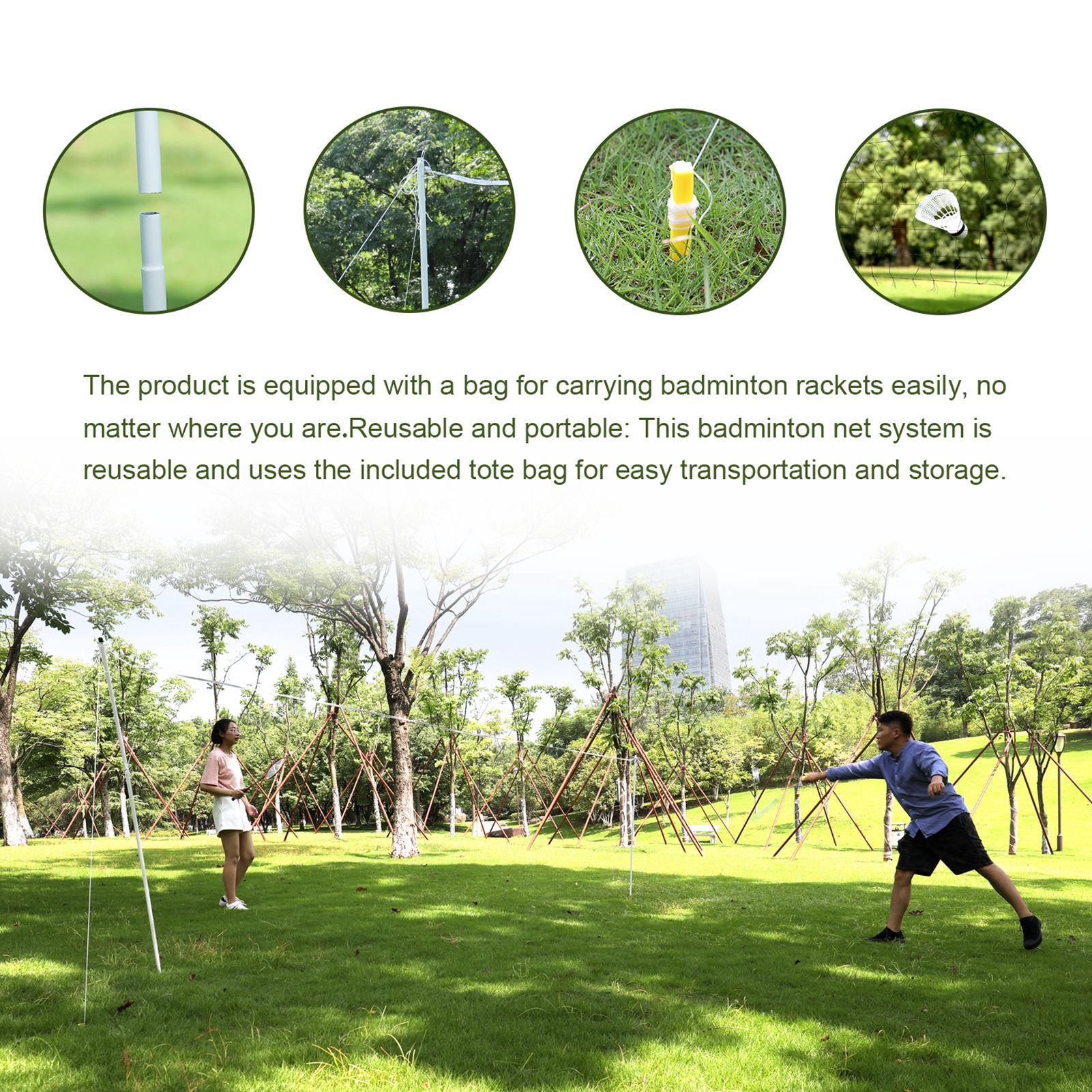 Badminton Combo Set Reusable Portable Sports Badminton System Set with Net for Outdoor