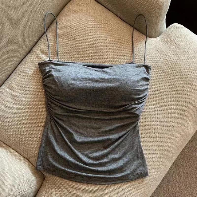 Damen BH Stretch Damen Strand Alltag Lässig Tanktop Neu Damen Neckholder Top Sommer Koreanischer Stil Trend Mode Eingebaut
