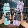 1PC I Require Snacks Raccoon Graphic 750ml Color Plastic Sports Water Bottle Leakproof Flip Straw Lid Suitable for Sports Office Home Use