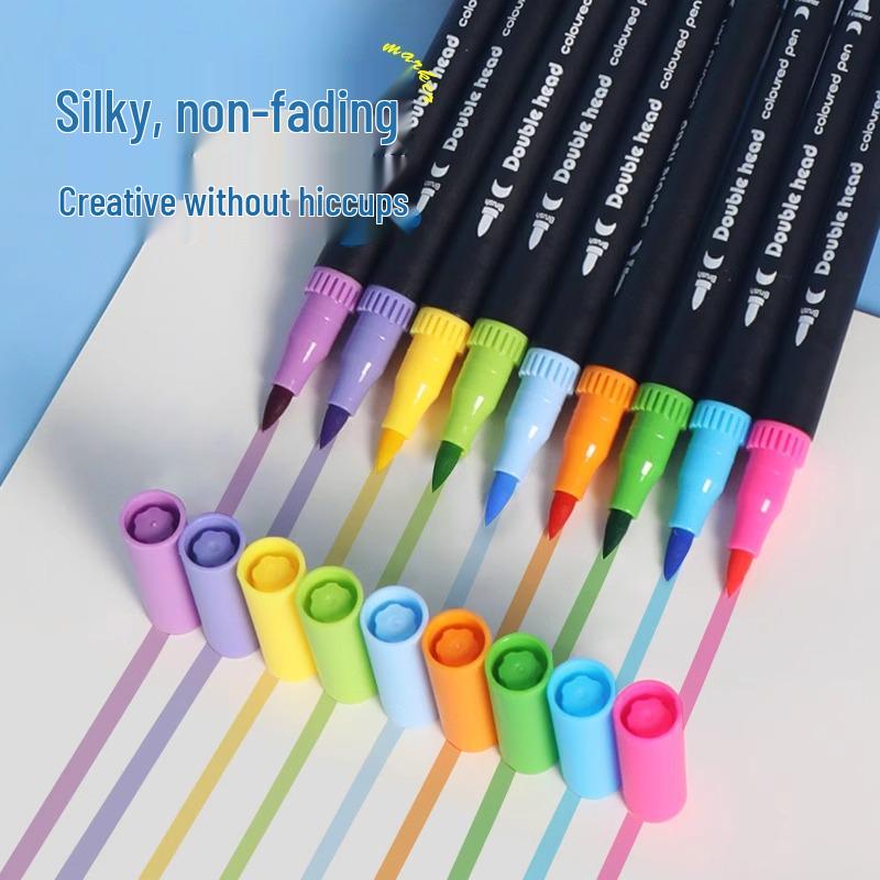 Dual-Tip Watercolor Crayon and Fine Liner Marker Set for Students