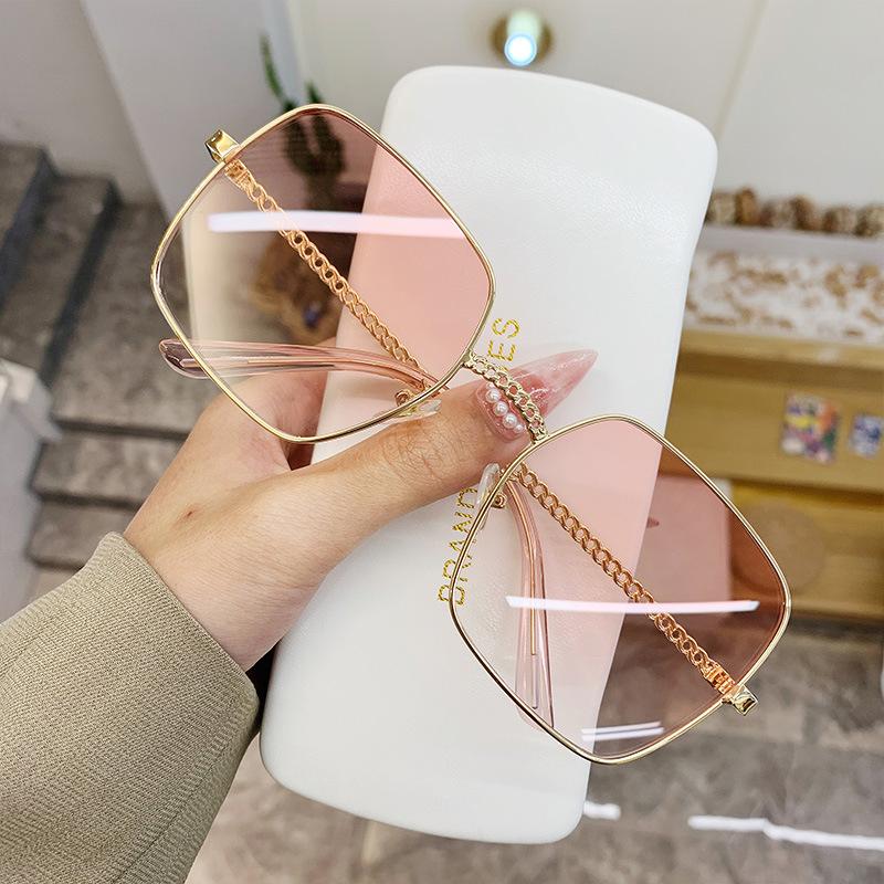 

JSJM New Fashion Big Frame Sunglasses Women Classic Brand Design Luxury Metal Oversize Sun Glasses Female Oculos De Sol UV400 рожевий