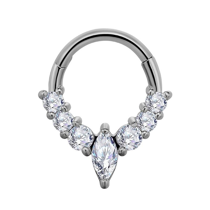 Fashionable Crystal Nose Piercing Ring Jewelry Stainless Steel Accessory for Ear Cartilage Music Festival Accessories