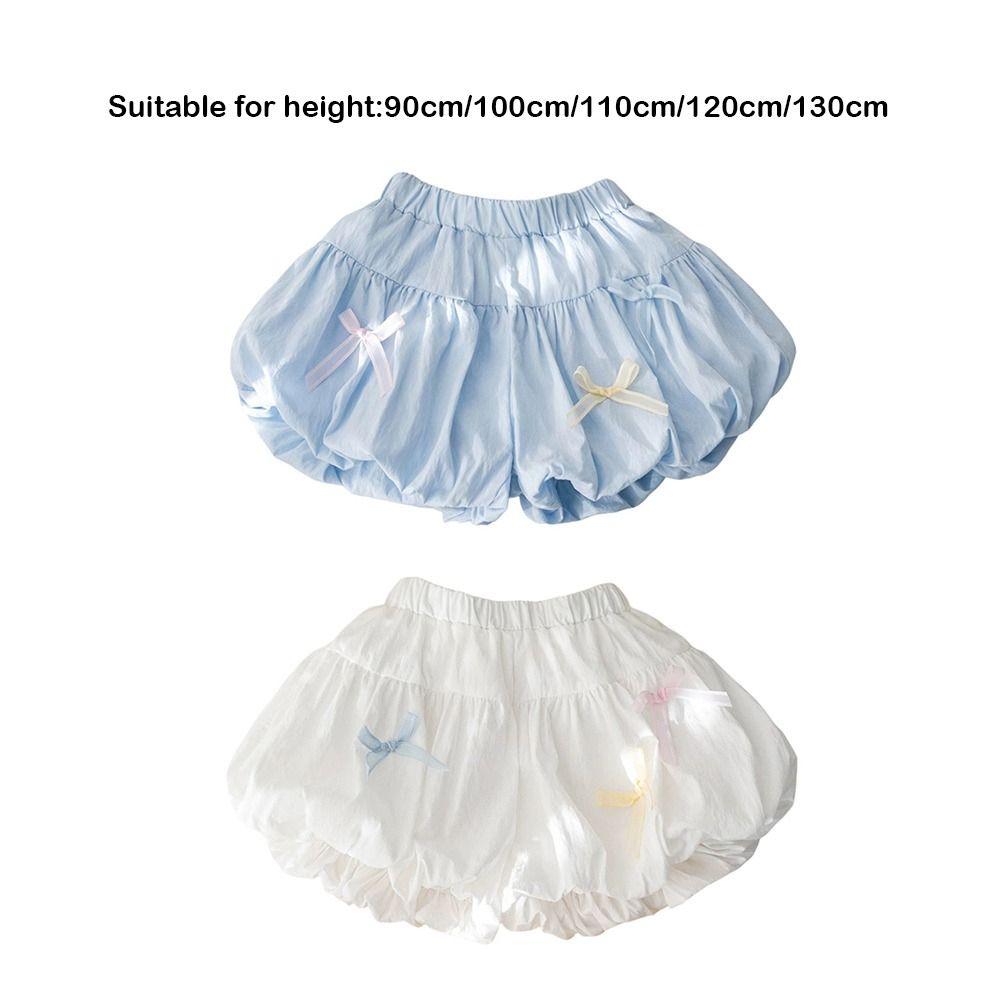 Bow Decorative Baby Girls Shorts Elastic Waist Toddler Shorts Fresh Style Girls Shorts 3-7 Years