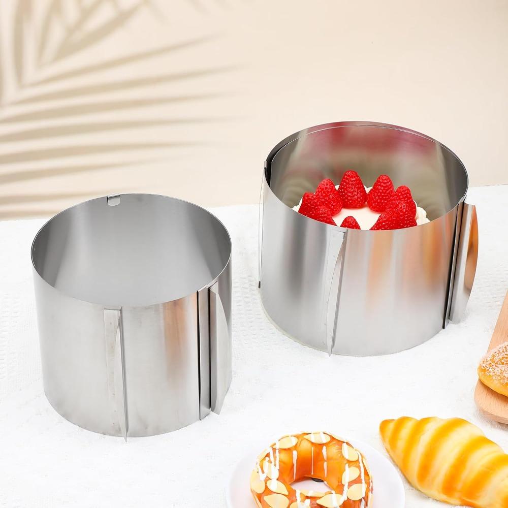 Stainless Steel Round Cake Mold Adjustable 6 To 12 Inches Height 6-15cm with Precise Scale Mold Baking Ring for Mousse Baking