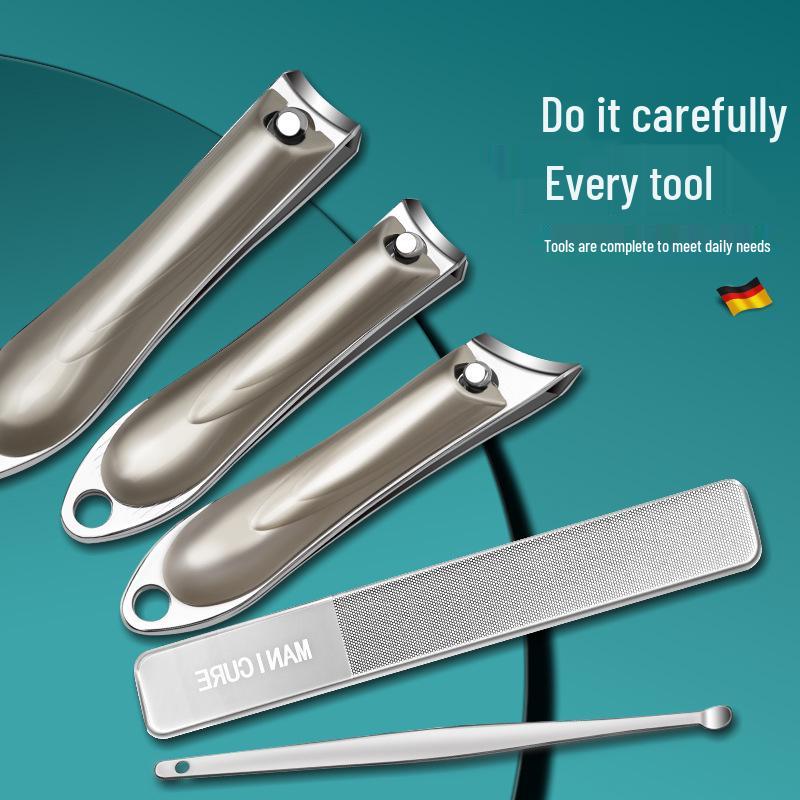 Nagelknipser-Set mit ausziehbarem Lederetui - Enthält große flache und abgewinkelte Knipser, tragbares und spritzgeschütztes Design