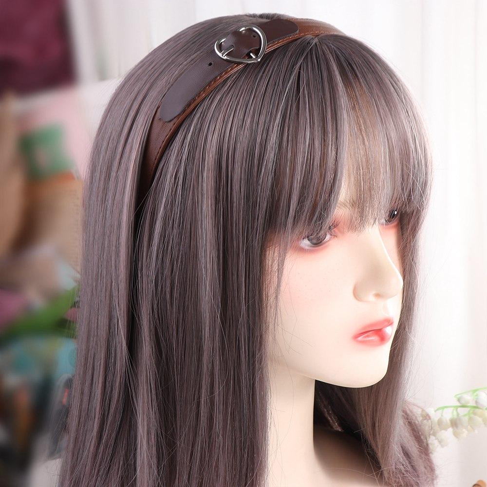 Wide Side Love Heart Hairband Hairband Women Hair Hoop Retro Leather Headband  Daily