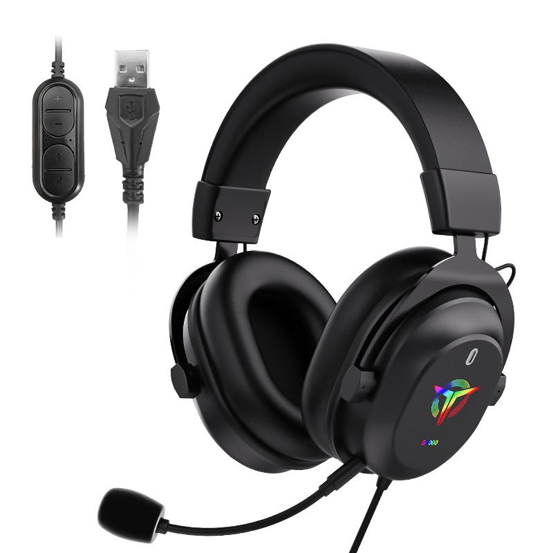 

New RGB Over-Ear Gaming Headset with Microphone, Comfortable for Long Sessions, Wired for PC.