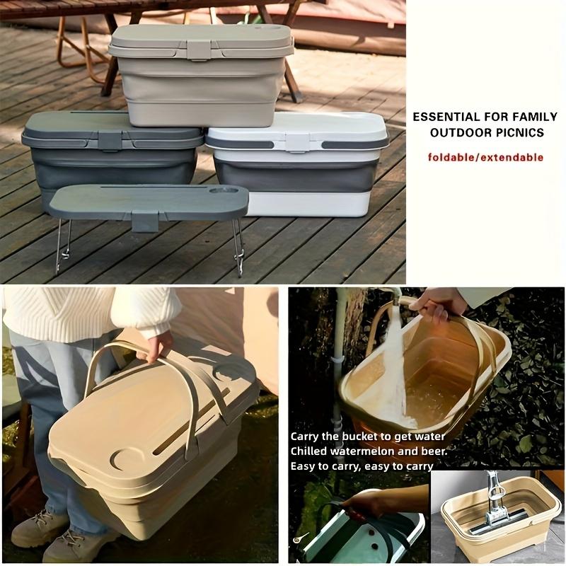 1 Large Capacity Portable ,Outdoor Camping Picnic Basket with Lid | Foldable and Trendy for Spring Outings and Outdoor Dining