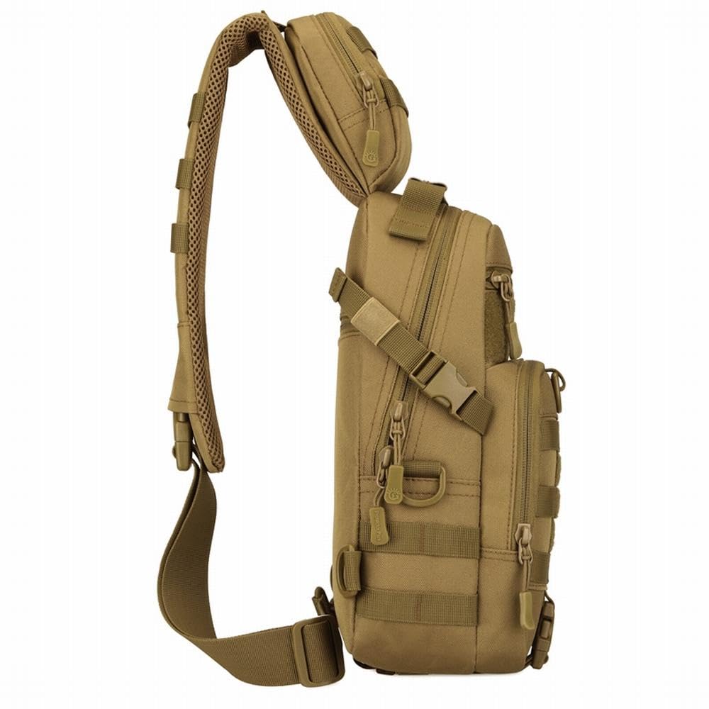 [PHOENIX IKKI] Tactical Outdoor Crossbody Bag, Ambidextrous Body Bag, One-Shoulder Bag, Sports Bag, Brown