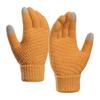 1 Pair Women Men Autumn Winter Knitting Gloves Solid Color Thickened Ribbed Cuffs Ridding Gloves Touch Screen Windproof Gloves