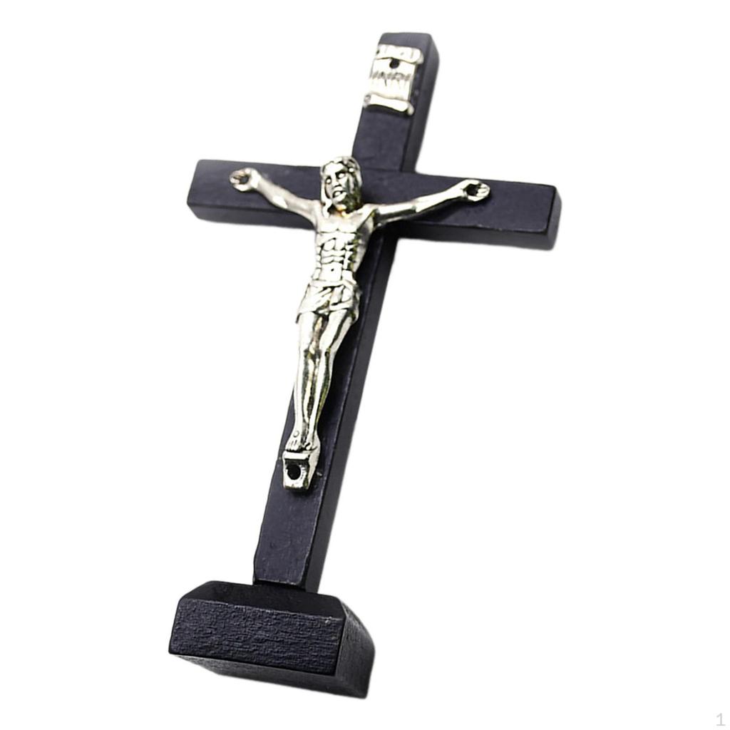 Divine Wooden Cross Crucifix Jesus Sculpture - Beautiful Tabletop Decoration for Spiritual Prayers