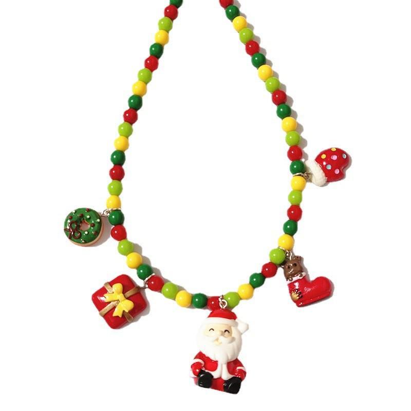 

Festive Christmas Santa Claus Beaded Choker Necklace for Girls