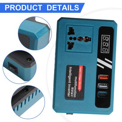 Travel Power Adapter Approx 9.5*9.5*9.5cm Lithium Battery Inverter Intelligent Battery Inverter Overload Protection Feature
