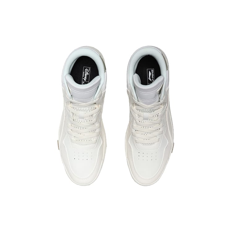 Li Ning Superwave Textile, Synthetic Leather Slip Resistant Abrasion Resistant Mid top Skateboard Shoes Men's White AGCQ061-1