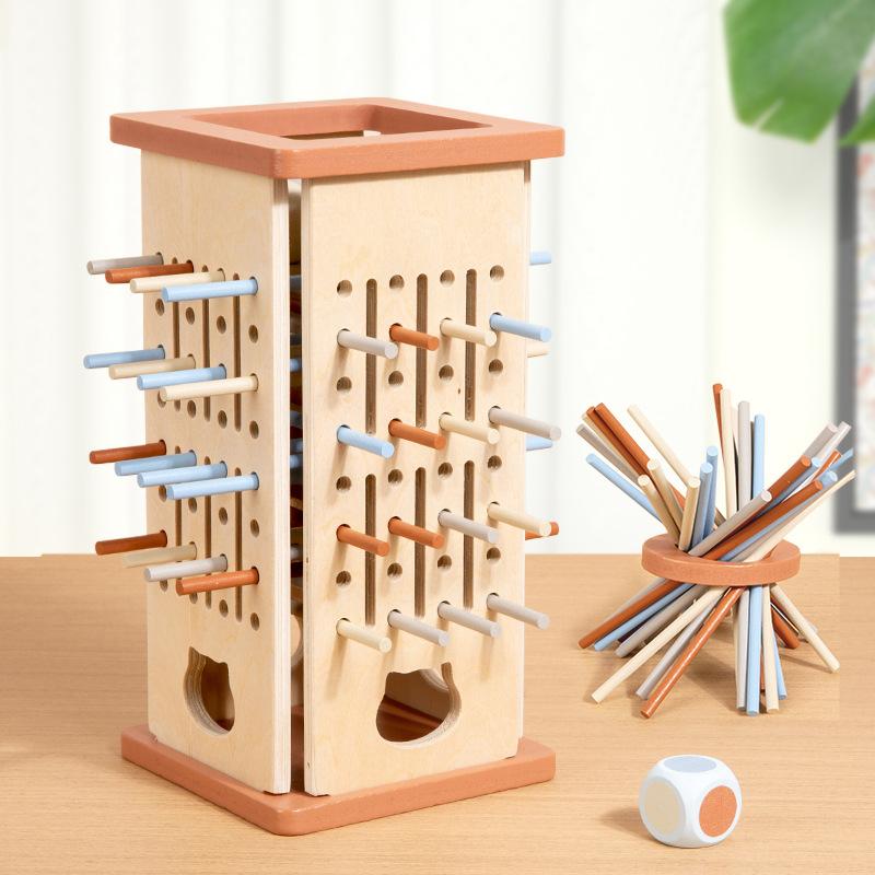 Early Education Wooden 3-in-1 Stick Game Color Cognition Parent-Child Board Game Concentration Balance ToyToy MHWJ-MMM0078