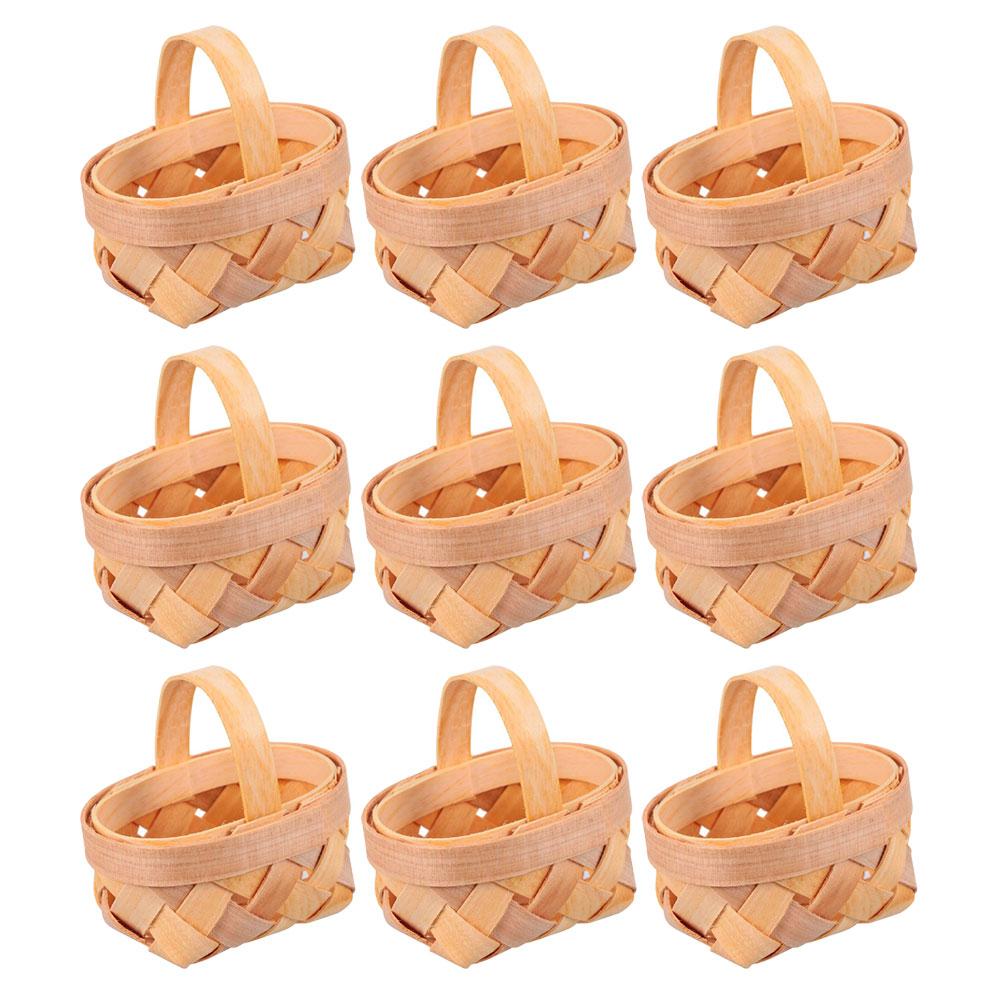 9 peças cesta de tecido piquenique doces embrulho cestas de armazenamento feito à mão mini lascas de madeira embalagem de madeira feito à mão suporte de mesa bebê