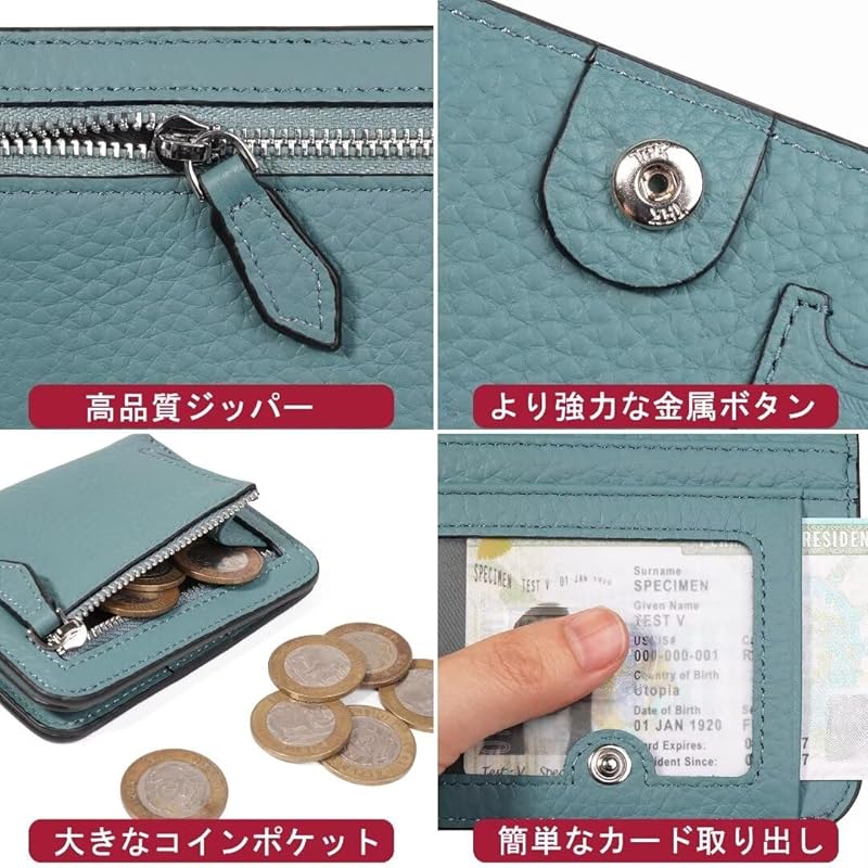[GADIEMKENSD] ladies bifold card case men's compact and light folding wallet thin mini wallet cute billfold coin leather purse RFID blocking trip