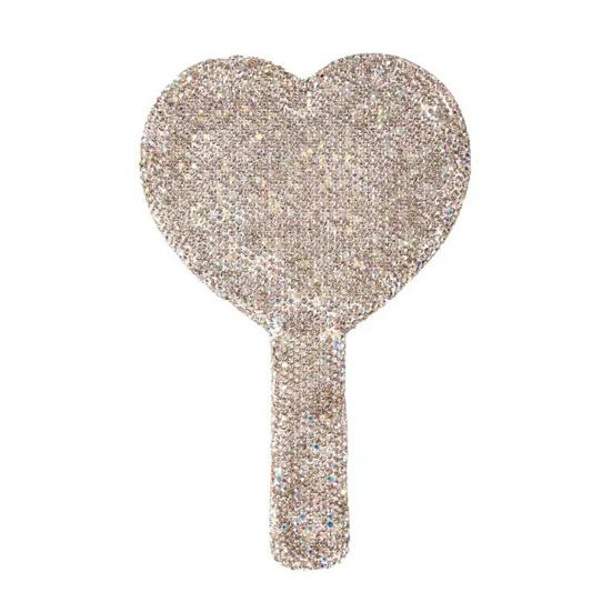 

Yousheng Glitter Rhinestone Makeup Mirror with Long Handle High Clarity Portable Women Vanity Mirror Round Love Heart Square Handheld Cosmetic Mirror B білий