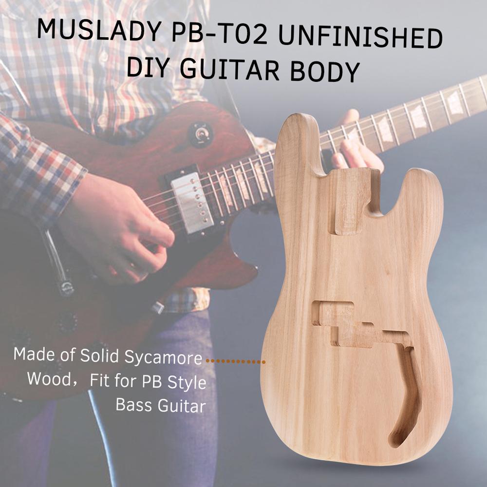 PB-T02 Unfinished Electric Guitar Body Sycamore Wood Blank Guitar Barrel for PB Style Bass Guitars DIY Parts