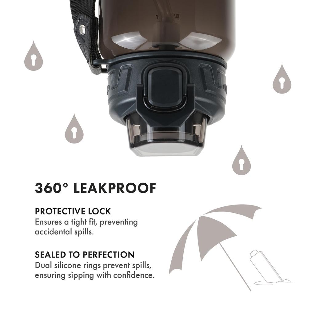 GRANDTIES Tritan Sports Water Bottle, 800ml, with a removable silicone straw, Tritan resin, leak-proof even upside down, one-push closure, and a