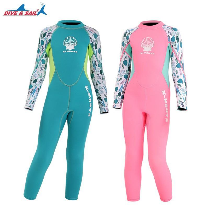 2.5mm Kids Wetsuit Girls Full Body Long Sleeve Thermal Dive Suit Snorkeling Surfing Jellyfish Protection