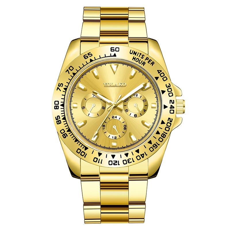 Popular gold men's watch men's watch steel belt business watch luminous quartz spot one